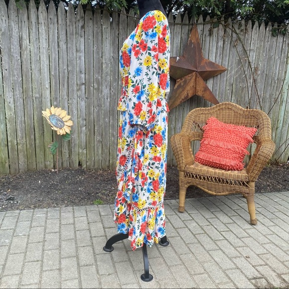 Lost + Wander Floral Print Wrap Skirt And Puff Sleeve Blouse Set NWT - Picture 10 of 16